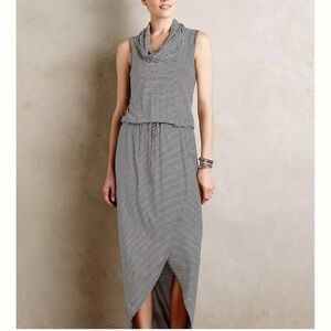 Anthropologie Dolan Left Coast Cowl Neck Striped Maxi Dress Black White, Small